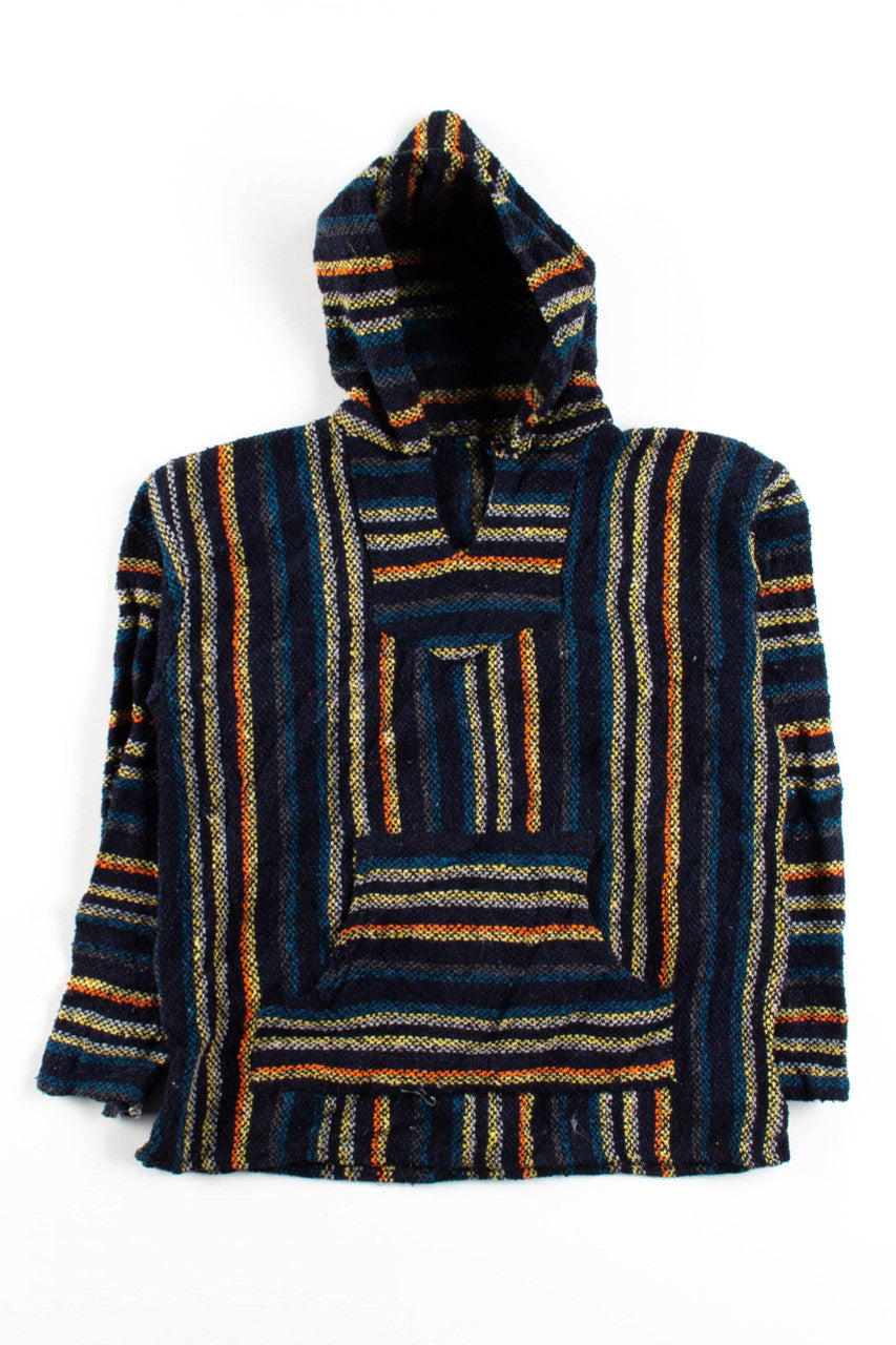 Vintage Blue & Orange Stripe Baja Hoodie