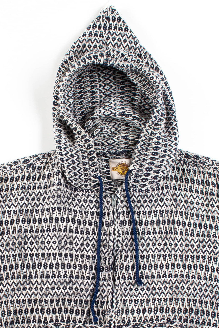 Black & White Zip Baja Hoodie
