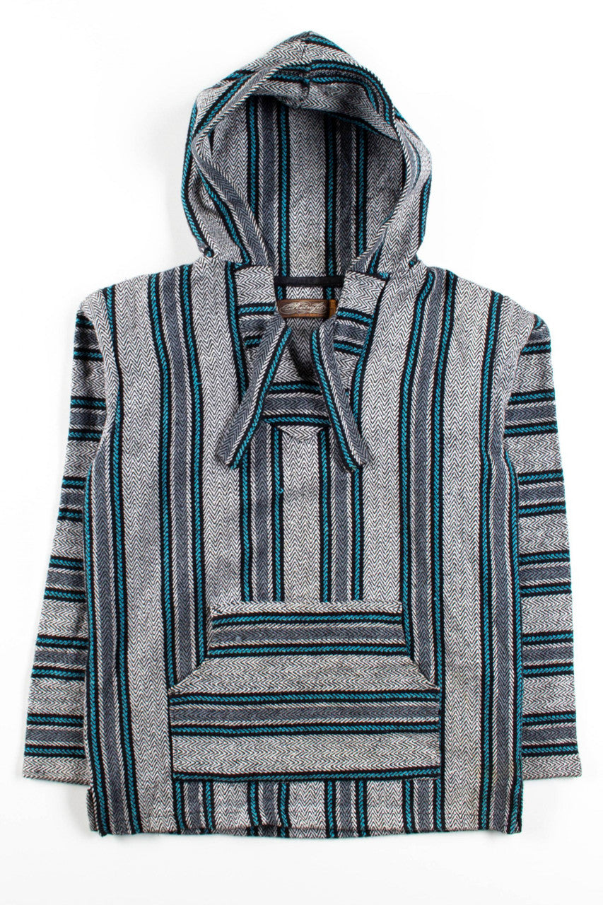 Gray & Blue Stripe Baja Hoodie