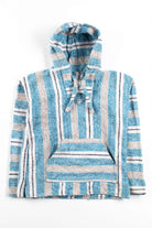 White & Blue Striped Baja Hoodie