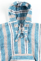 White & Blue Striped Baja Hoodie