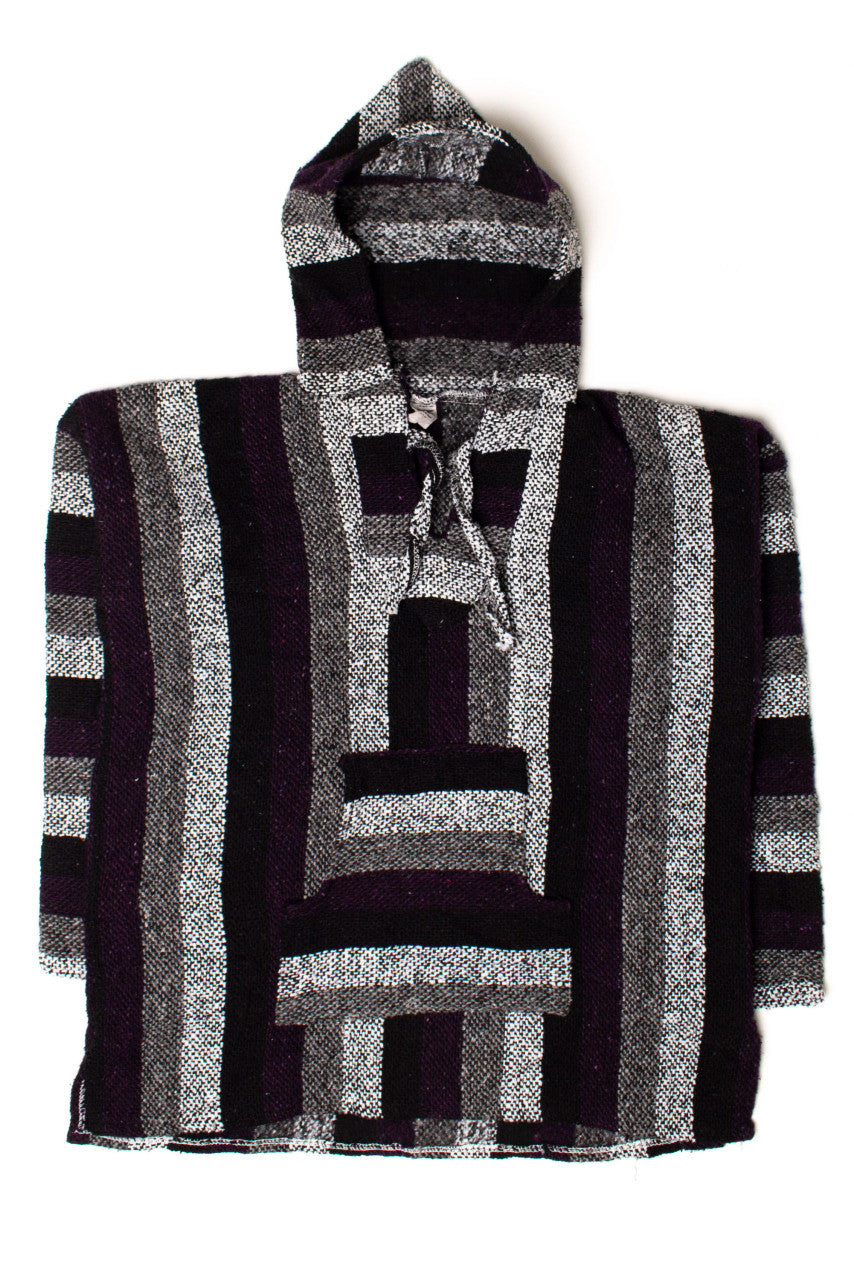 Vintage Dark Purple Striped Baja Hoodie