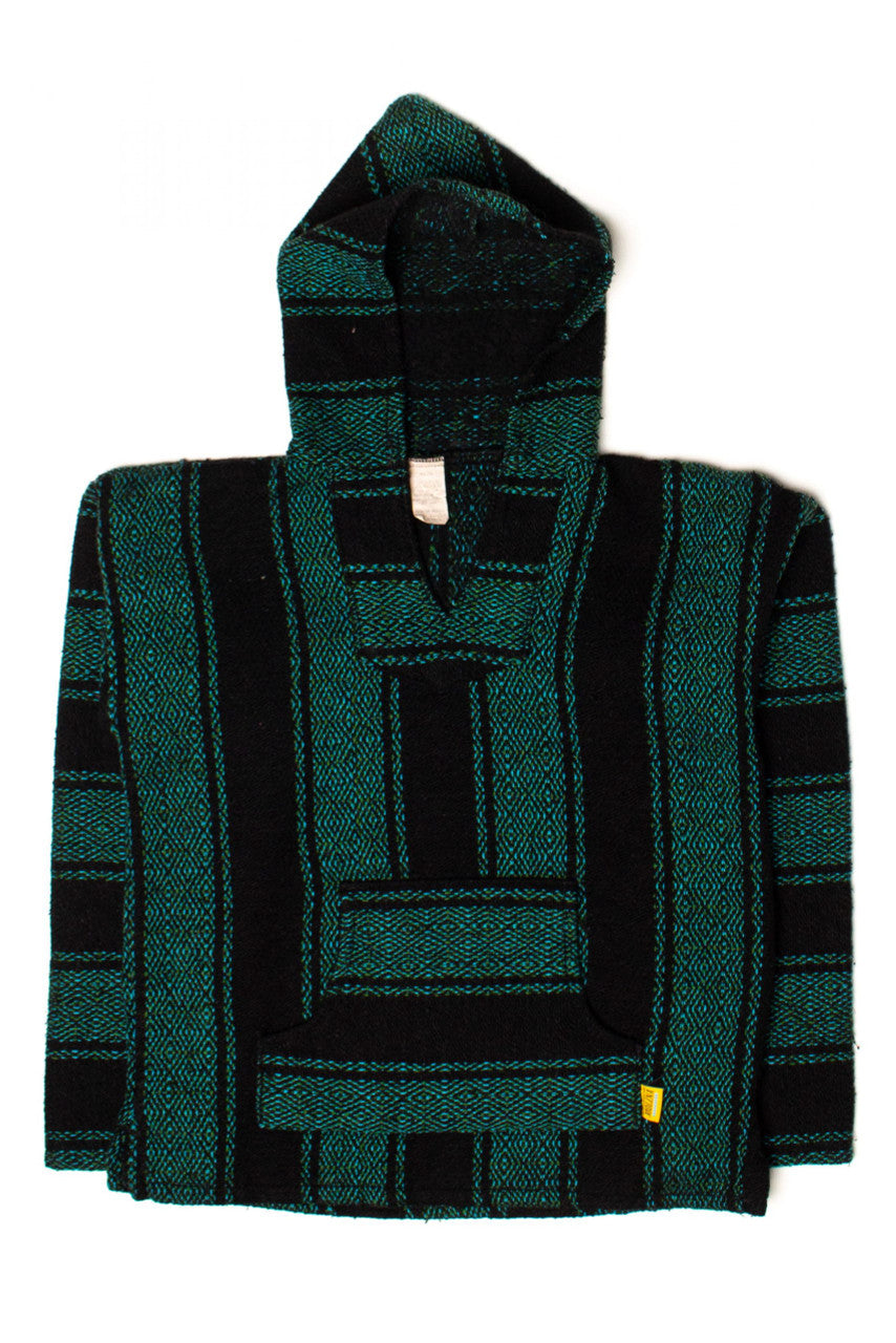 Vintage Teal & Black Baja Hoodie