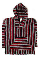 Vintage Red & Gray Striped Baja Hoodie