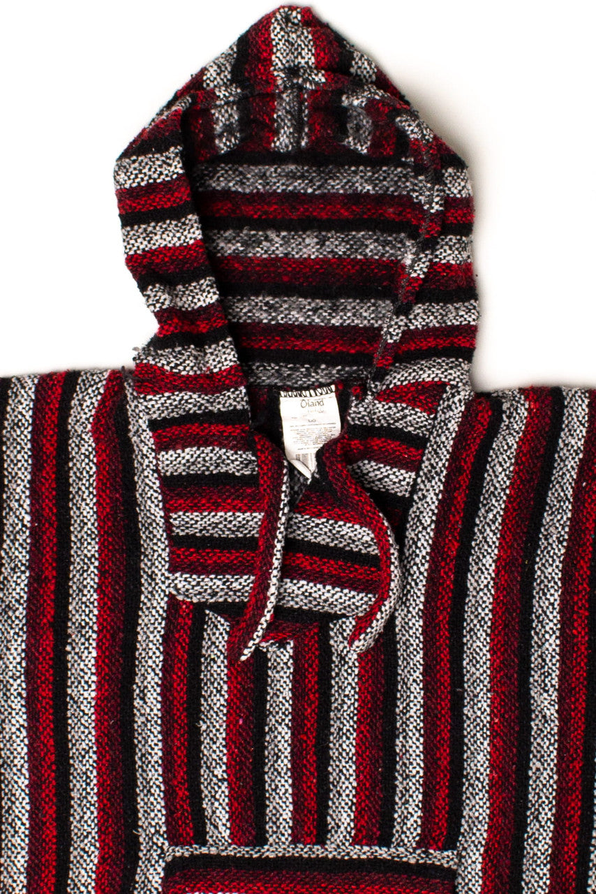 Vintage Red & Gray Striped Baja Hoodie