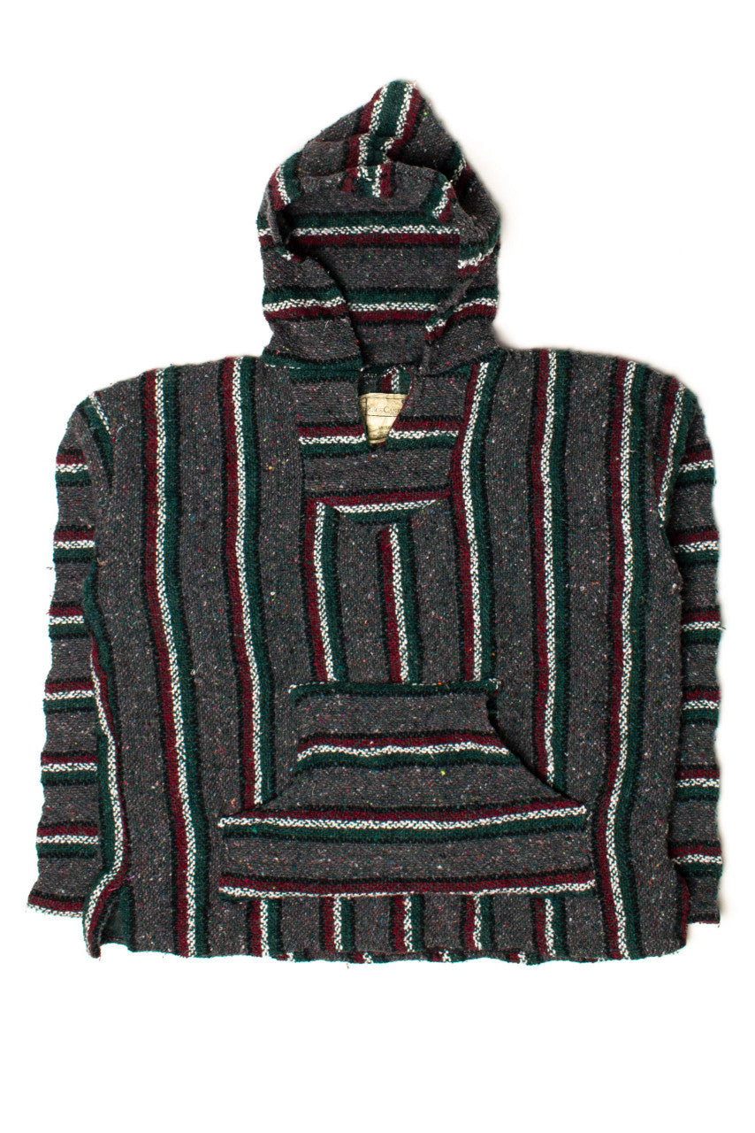 Vintage Green & Red Striped Baja Hoodie
