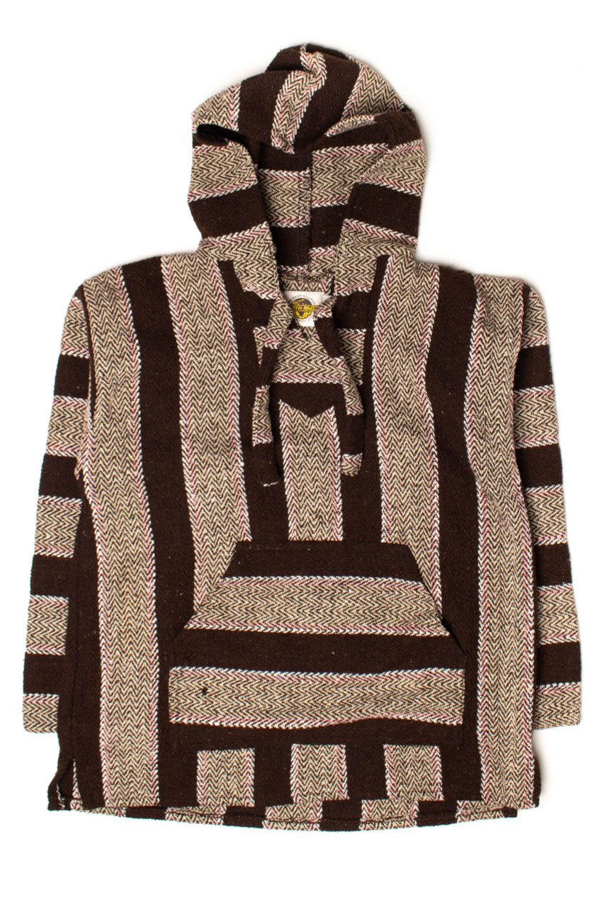 Vintage Pink Striped Brown Baja Hoodie
