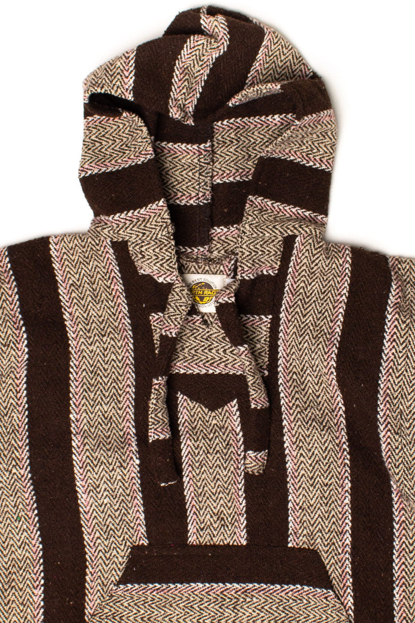 Vintage Pink Striped Brown Baja Hoodie