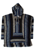 Vintage Black & Blue Striped Baja Hoodie 1