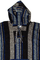 Vintage Black & Blue Striped Baja Hoodie 1
