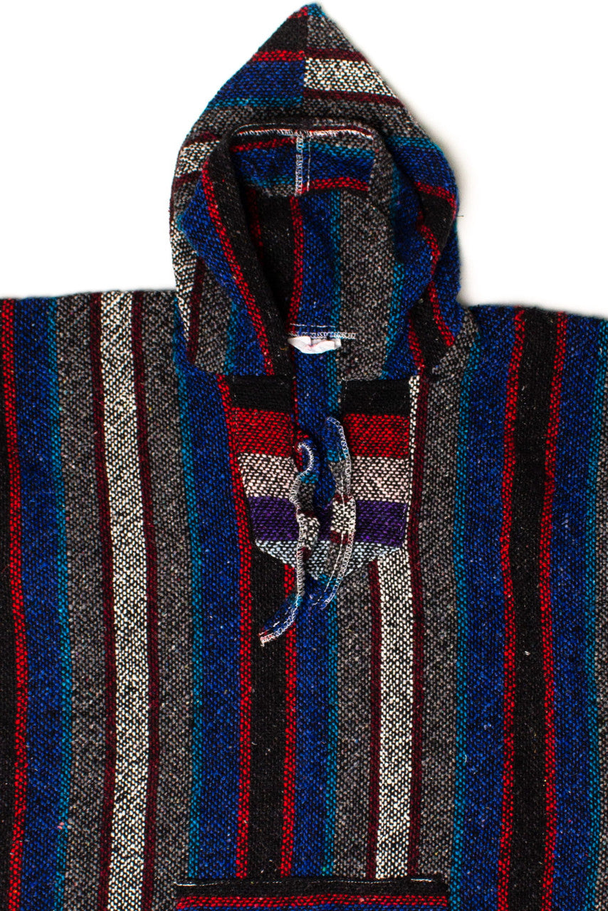 Vintage Blue & Red Striped Baja Hoodie