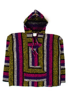 Vintage Magenta & Yellow Striped Baja Hoodie