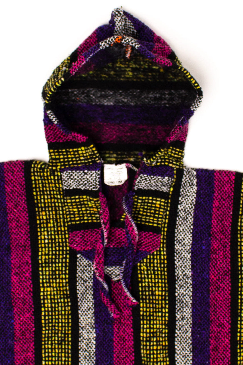 Vintage Magenta & Yellow Striped Baja Hoodie