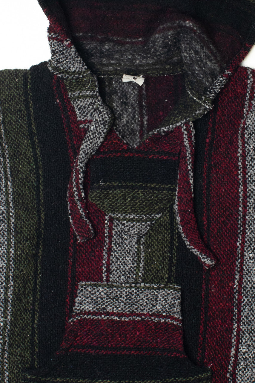  Burgundy And Dark Green Baja Hoodie