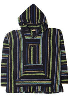 Blue And Bright Green Thin Striped Baja Hoodie 2814