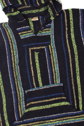 Blue And Bright Green Thin Striped Baja Hoodie 2814