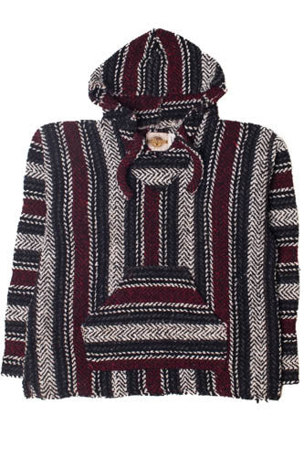 Red And Gray Striped Baja Hoodie 2818
