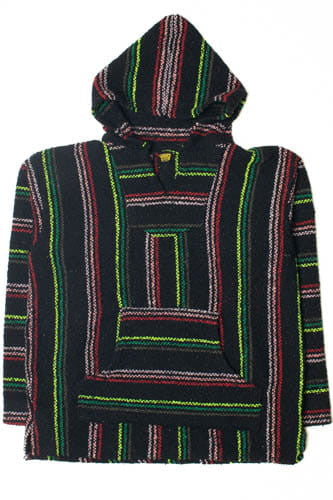 Black Thin Striped Baja Hoodie 2826