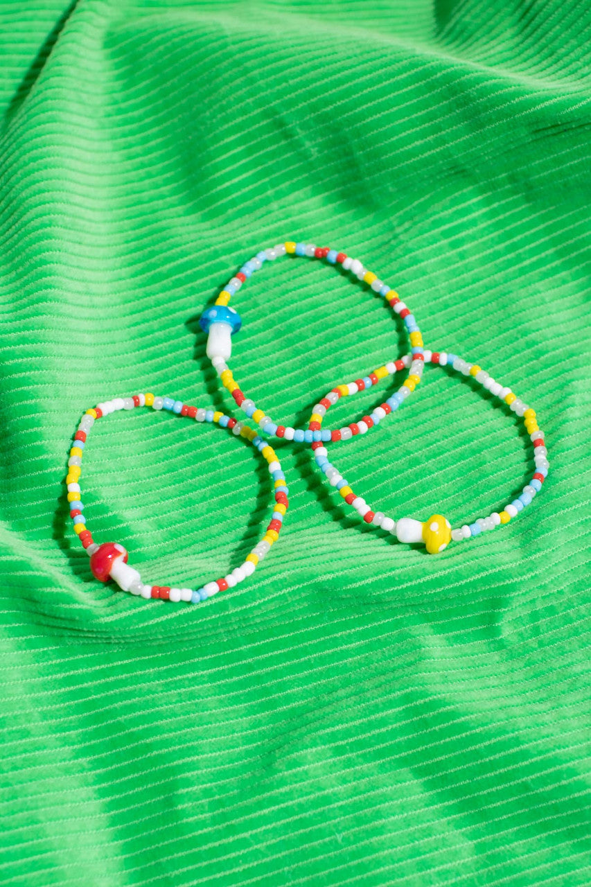 Multicolor Mushroom Beaded Bracelets
