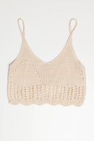 Beige Net Knit Crop Cami