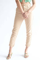 Beige Paper Bag Waist Jeans