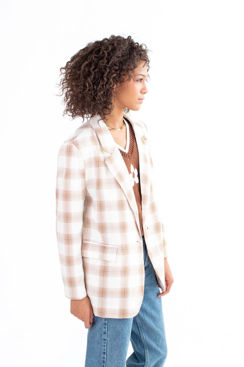 Beige Plaid Blazer