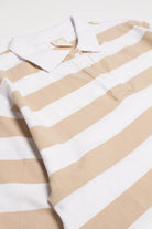 Beige Striped Boxy Cropped Polo