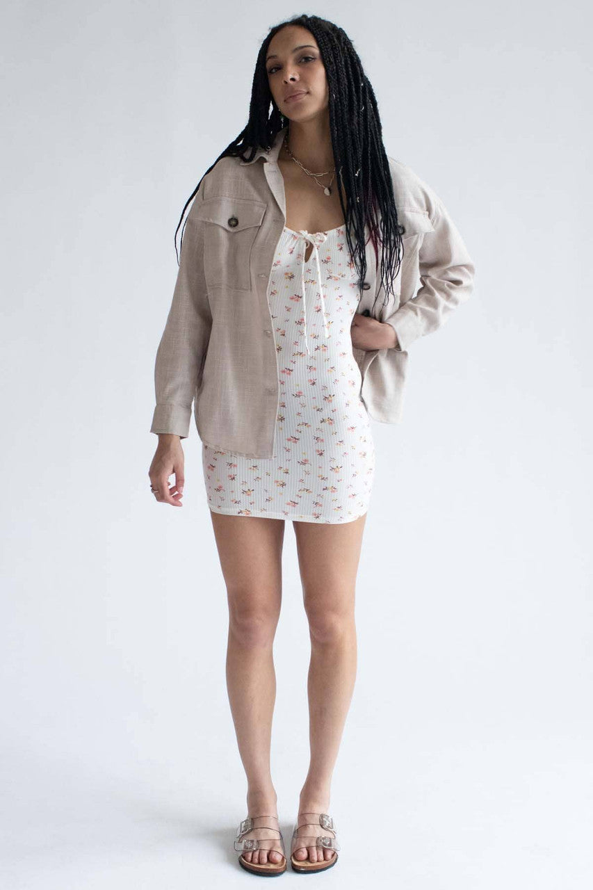 Beige Woven Flannel Shirt