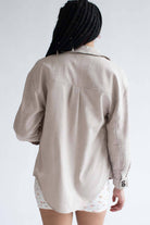 Beige Woven Flannel Shirt