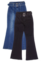 High Rise Belted Flare Jeans