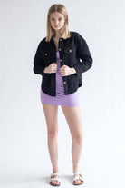 Black Washed Denim Shacket