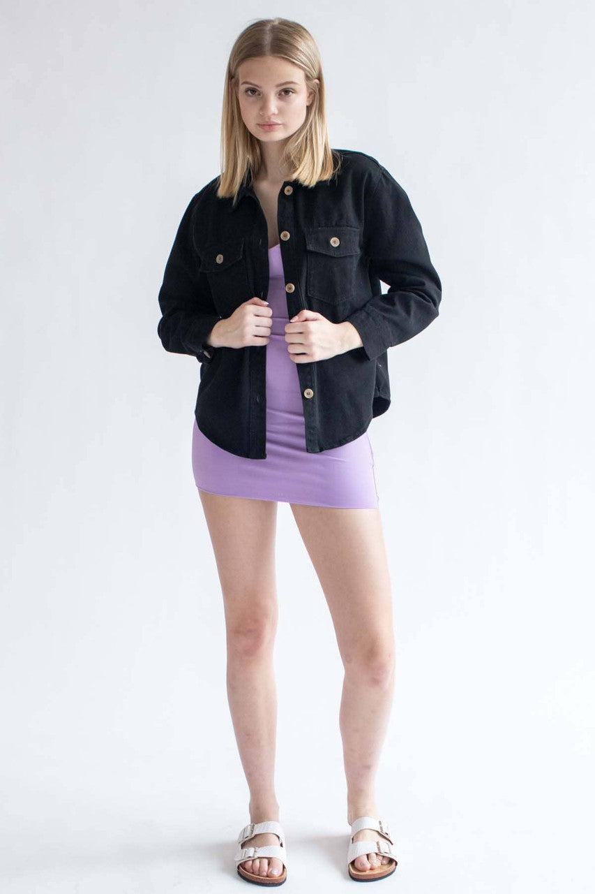 Black Washed Denim Shacket