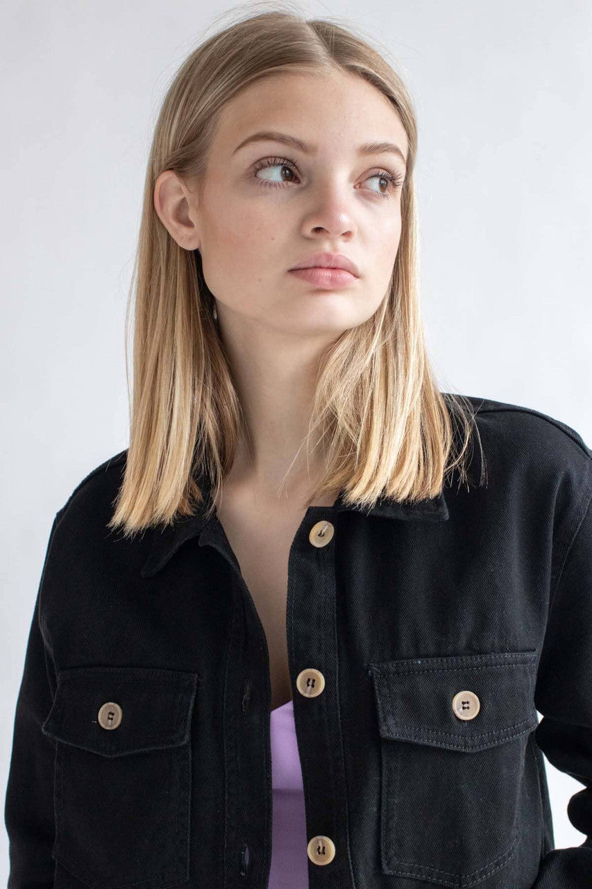 Black Washed Denim Shacket