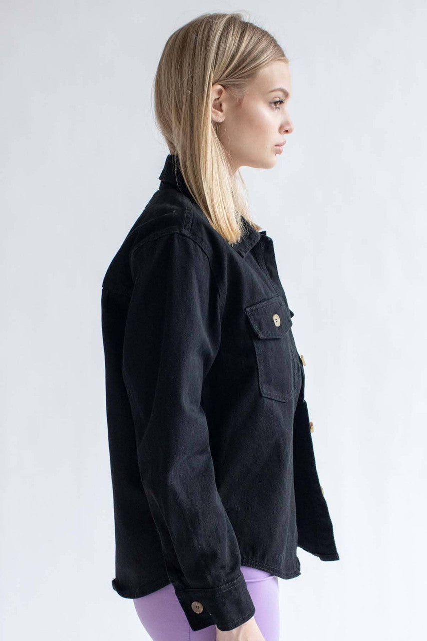 Black Washed Denim Shacket