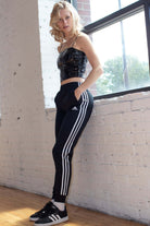 Black Adidas Three Stripe Joggers