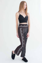 Black & Brown Mini Paisley Print Bell Bottoms