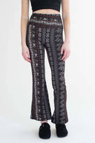 Black & Brown Mini Paisley Print Bell Bottoms