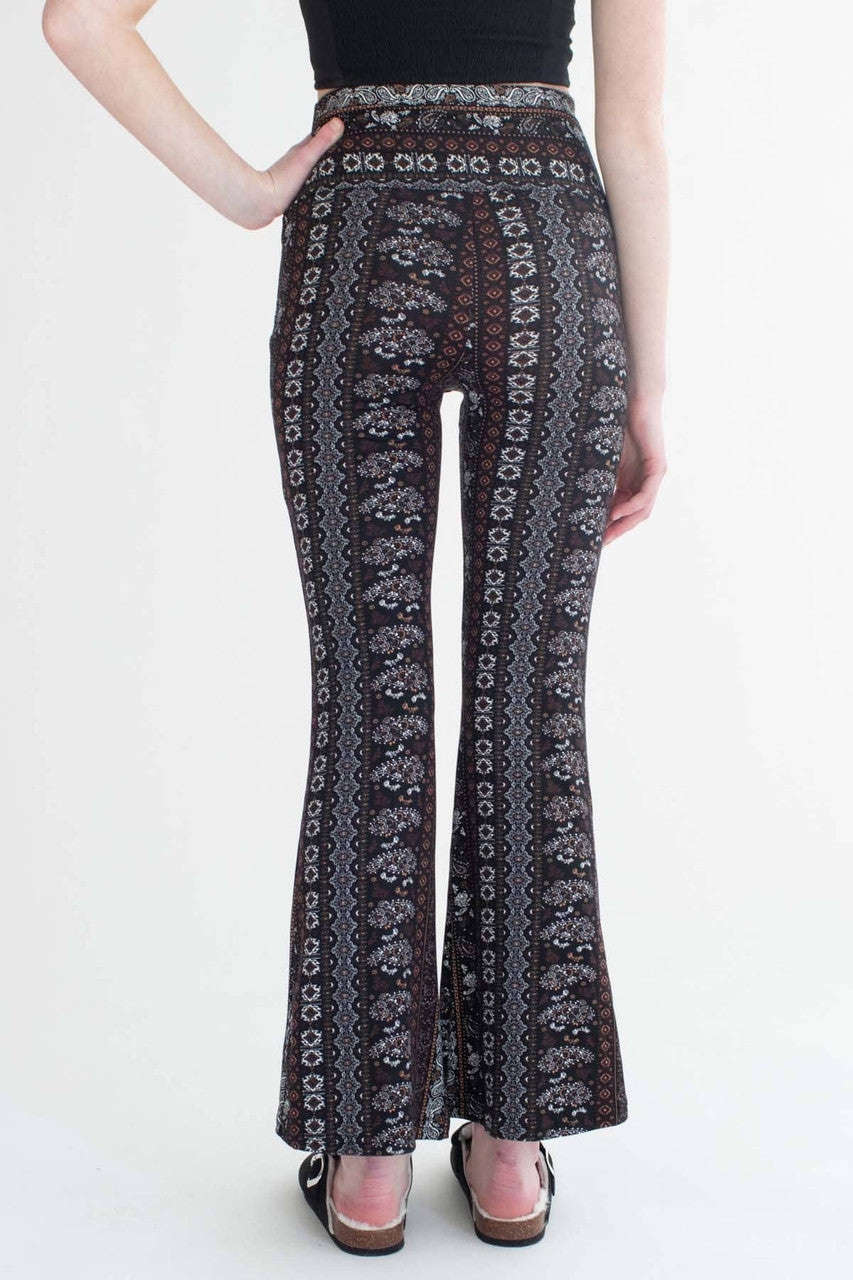 Black & Brown Mini Paisley Print Bell Bottoms