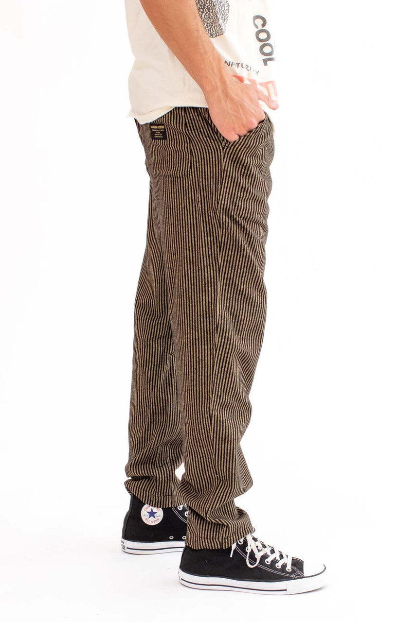 Black & Mustard Pinstriped Cotton Pants