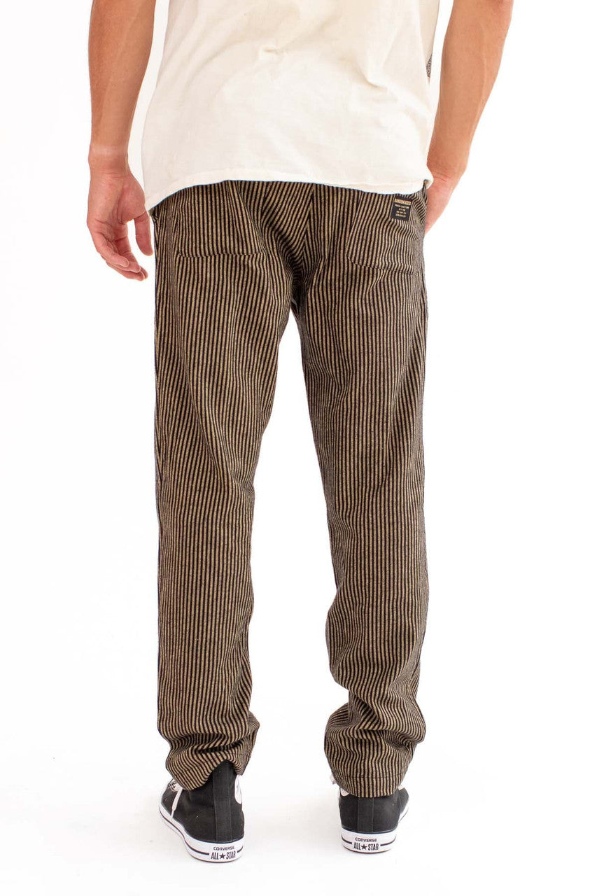 Black & Mustard Pinstriped Cotton Pants