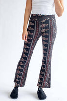 Black & Rust Floral High Waisted Bell Bottoms