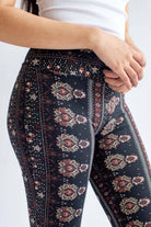 Black & Rust Floral High Waisted Bell Bottoms