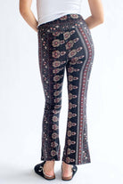 Black & Rust Floral High Waisted Bell Bottoms