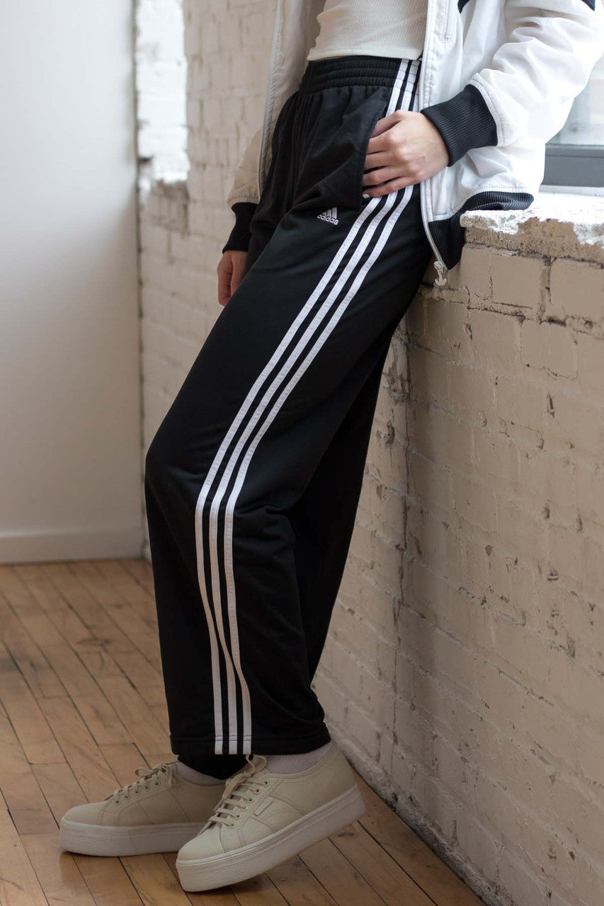 Black & White 3 Stripe Adidas Track Pants