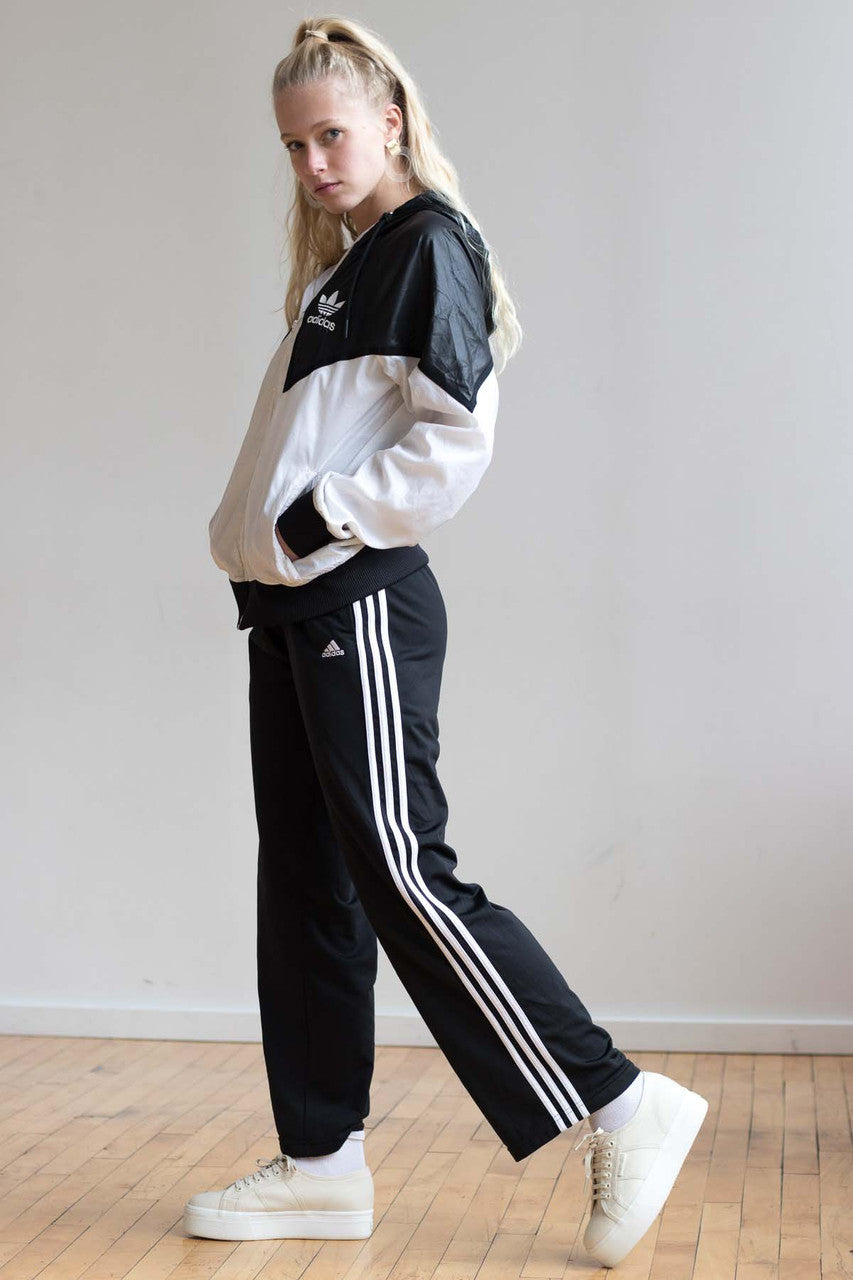 Black & White 3 Stripe Adidas Track Pants