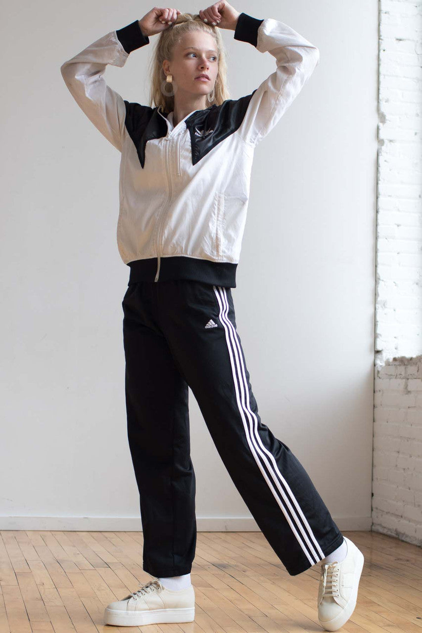 Black & White 3 Stripe Adidas Track Pants