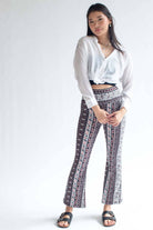 Burgundy Mini Paisley Print Bell Bottoms