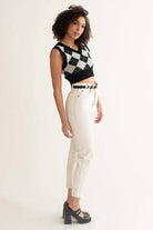 Black Argyle Shrunken Sweater Vest