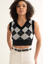 Black Argyle Shrunken Sweater Vest