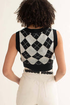 Black Argyle Shrunken Sweater Vest
